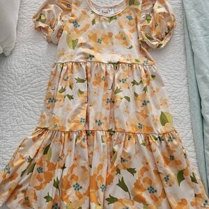 Dot Dot Smile Orange Floral Puff Sleeve Dress
